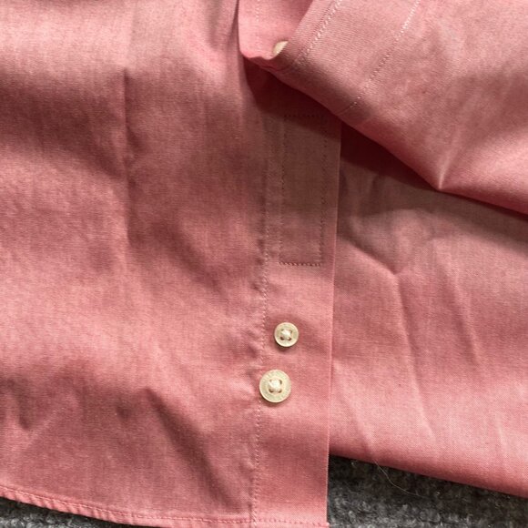 Lands End Shirt Mens 17 35 Pink Supima Cotton No Iron Pinpoint‎ Traditional Fit - Picture 6 of 13